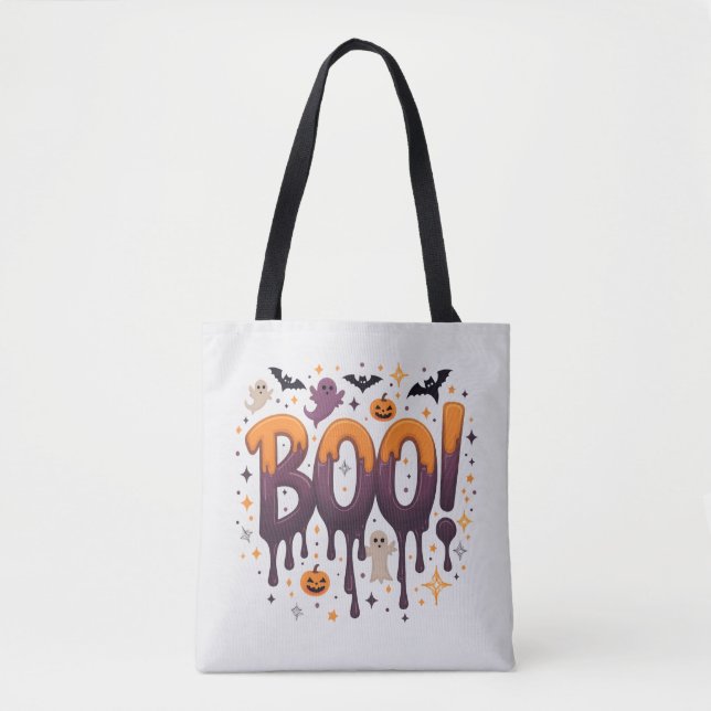 Saco de Tote de Halloween Spooky | Truque ou trata (Frente)