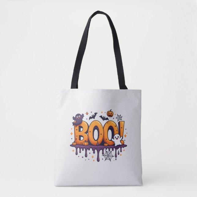 Saco de Tote de Halloween Spooky | Truque ou trata (Frente)