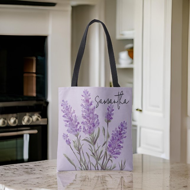 Saco de Tote de Lavanda Personalizado para Mãe, Pr (teacher gift bag, bridesmaid tote, bachelorette party bag, bridesmaid proposal gift, graduation gift)