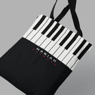 Saco de tote de música piano moderna com nome