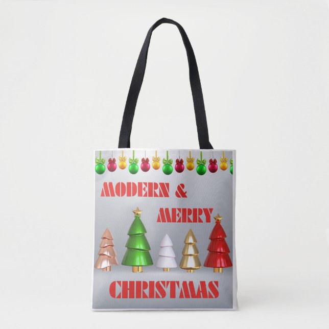 Saco de Tote de Natal Moderno - Design de Natal (Frente)