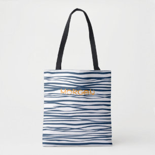 Saco de Tote de Nome Personalizado com Linhas Mari