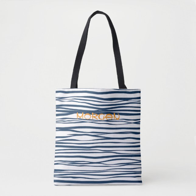 Saco de Tote de Nome Personalizado com Linhas Mari (Frente)