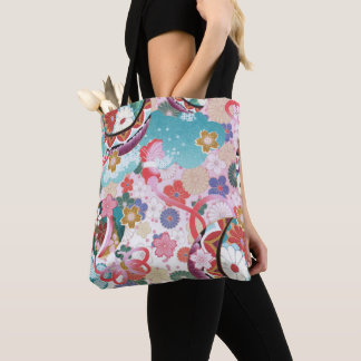 Saco de Tote de Padrão Floral Japonês