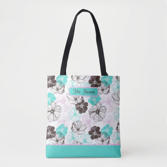 Saco de Tote de Padrão Floral Personalizado (Frente)