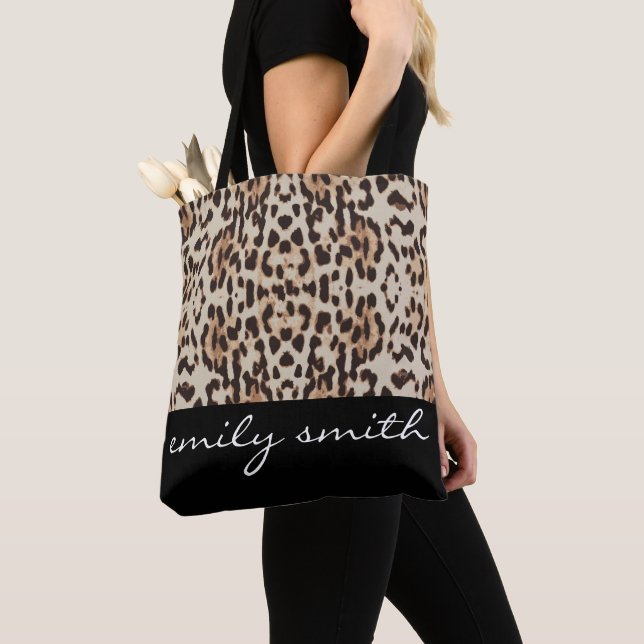 Saco de Tote de Padrão Leopardo Personalizado (Close Up)