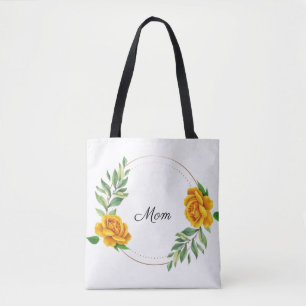 Saco de Tote de Rosas Amarelas Personalizadas