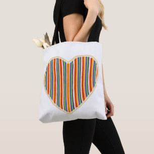 Saco de Tote de Stripes do Coração