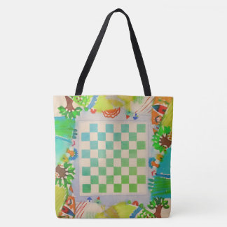 Saco de Tote de Tabuleiro de Jogo Colorido em Aqua