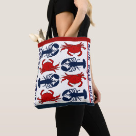 Saco de Tote de Tecido Vermelho Branco Azul Lagost
