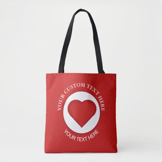 Saco de Tote de Texto Personalizado do Coração Ver (Frente)