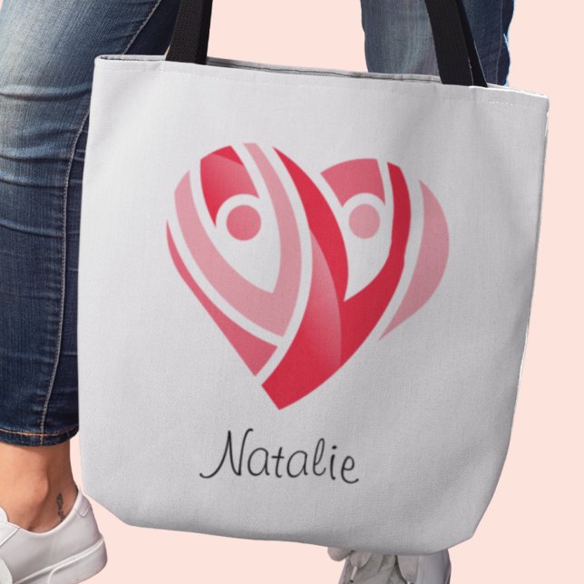 Saco de Tote do Coração do Namorados Personalizado (Cute customizable heart tote bag)