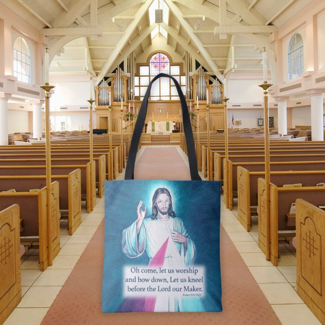 Saco de Tote do Coração Sagrado Jesus Personalizad (Criador carregado)