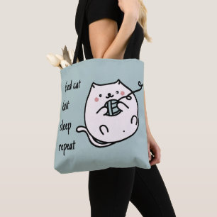 Saco de Tote do Knit de Gato de Alimentação