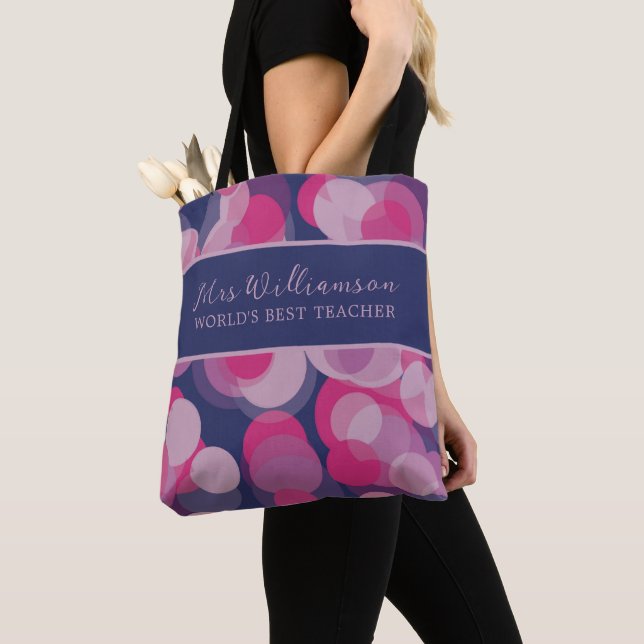 Saco de Tote do Professor Rosa e Azul Padrão (Close Up)