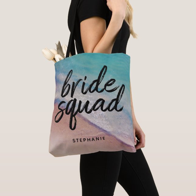 Saco de Tote do Quadrado de Praia Personalizado (Close Up)