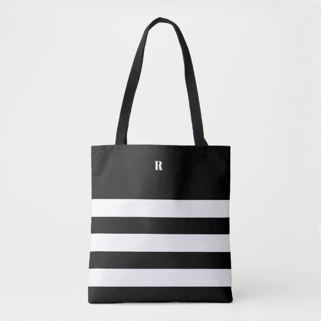 Saco de Tote em Branco e Preto Personalizado (Frente)