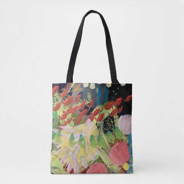 Saco de Tote em Flores no design da Noite (Frente)