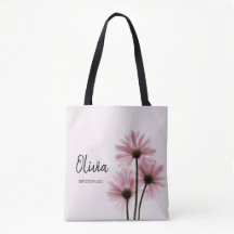 Saco de Tote Floral de Bridesmaid Rosa Personaliza