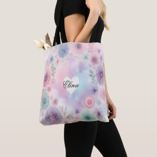 saco de tote floral e cardíaco personalizado