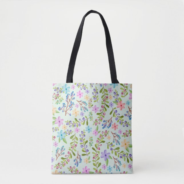 Saco de Tote Floral sem Costeletas do Pastel (Frente)