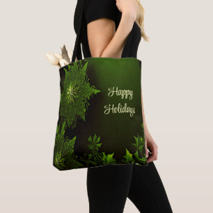 Saco de Tote Floral Verde de Natal Feriado