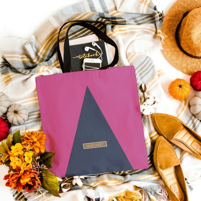 Saco de tote mínimo clássico clássico azul-rosa (Criador carregado)