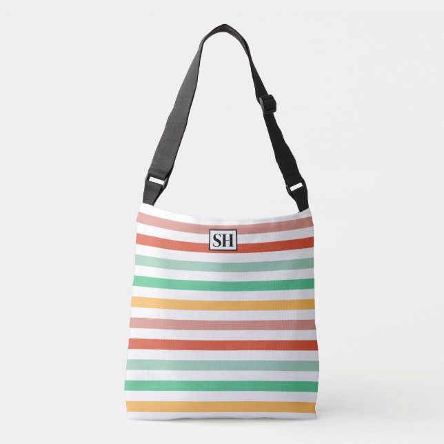 Saco de Tote Monograma com Stripes de Doces (Frente)