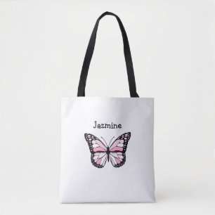 Saco de Tote Personalizado com Borboleta Rosa
