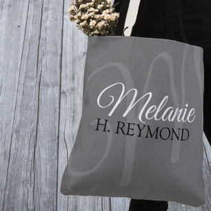 Saco de Tote Personalizado da Cinza Elegante com S