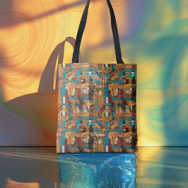 Saco de Tote Personalizado Geométrico Abstrato com