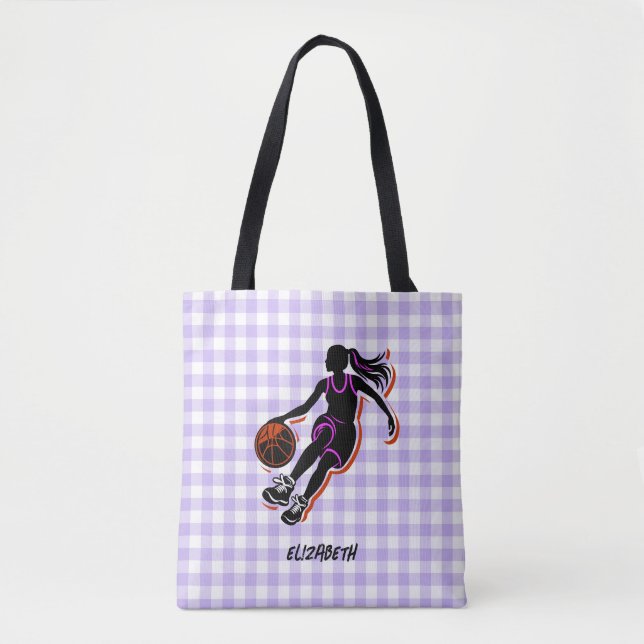 Saco de Tote Personalizado para Garota de Basquete (Frente)