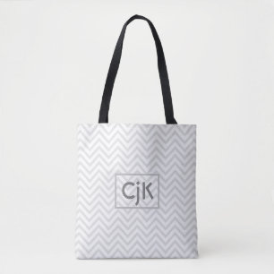 Saco de Tote Personalizado - Zigzag de Cinza Leve