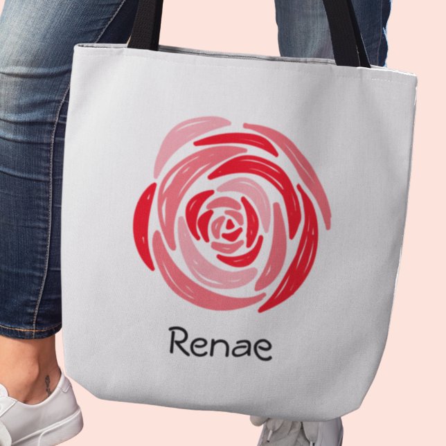 Saco de Tote Rosa e Vermelho Personalizado (Customizable red rose tote bag)