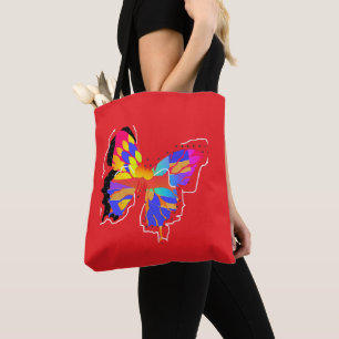 Saco de Tote Vermelho da Borboleta