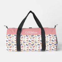 Saco de Viagem com Monograma de Borboletas Rosa Ro