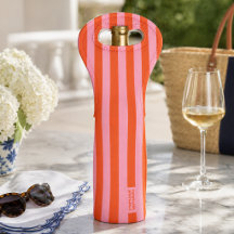 Saco de Vinho | Listra Ousada Preppy Coral Rosa