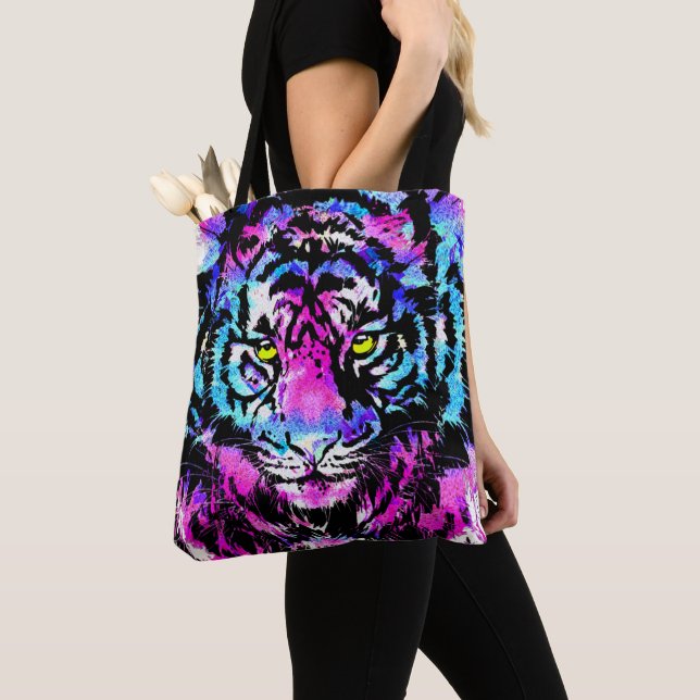 Saco do Tote Neon Pink Tiger Head - Saco do Toque  (Close Up)