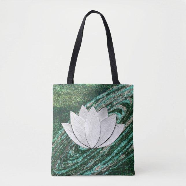 Saco do Tote Verde da Galáxia do Flor Lotus (Frente)