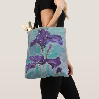Saco Floral Tote com Íris Barbudos