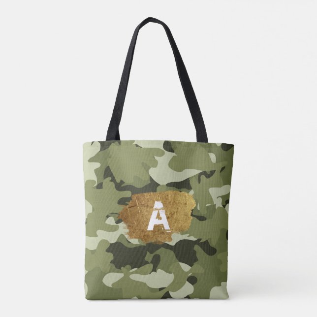 Saco militar clássico com o seu Monograma Tote Bag (Verso)