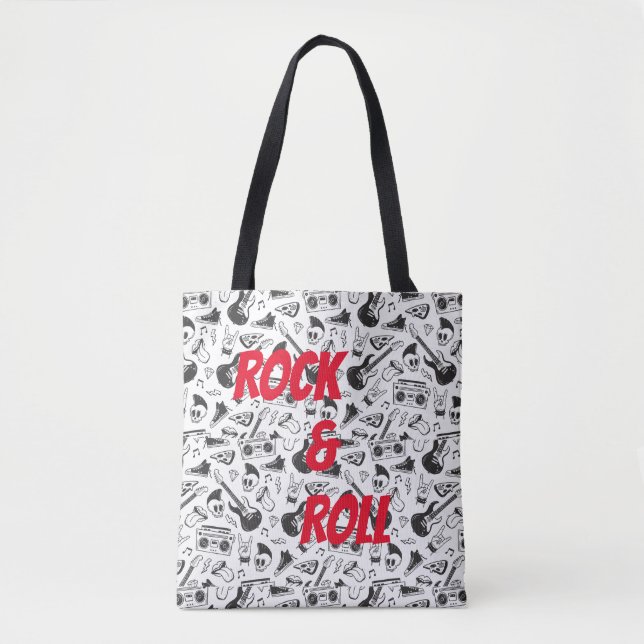 Saco Rock & Roll Tote - vermelho e preto (Frente)