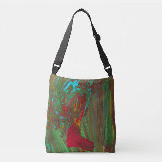 Saco Tote Abstrato Verde Vermelho Ousado De Trapos