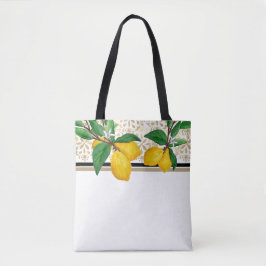 Saco Tote Aguarela Folha de Limão | Taupe Amalfi C