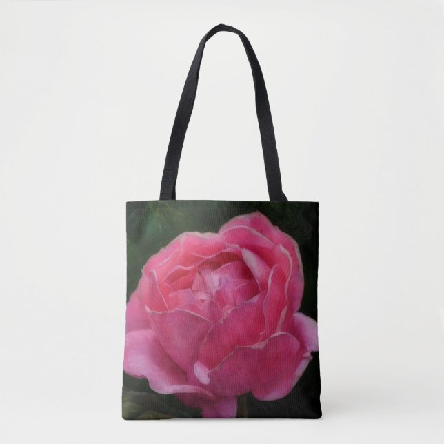 Saco Tote Arte Floral Rosa Rosa (Frente)