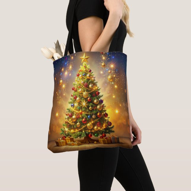 Saco Tote Árvore de Natal Decorada (Close Up)