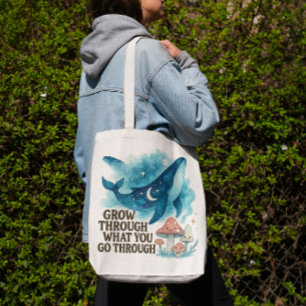 Saco Tote Baleia Cósmica & Cogumelos