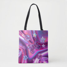 Saco Tote Borboleta Cromo Y2K | Rosa Holográfico