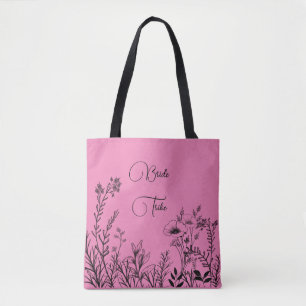 Saco Tote Bride Tribe Rosa Doodle de Flor Silvestr