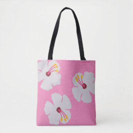 Saco Tote Cachorro com Hibisco Rosa